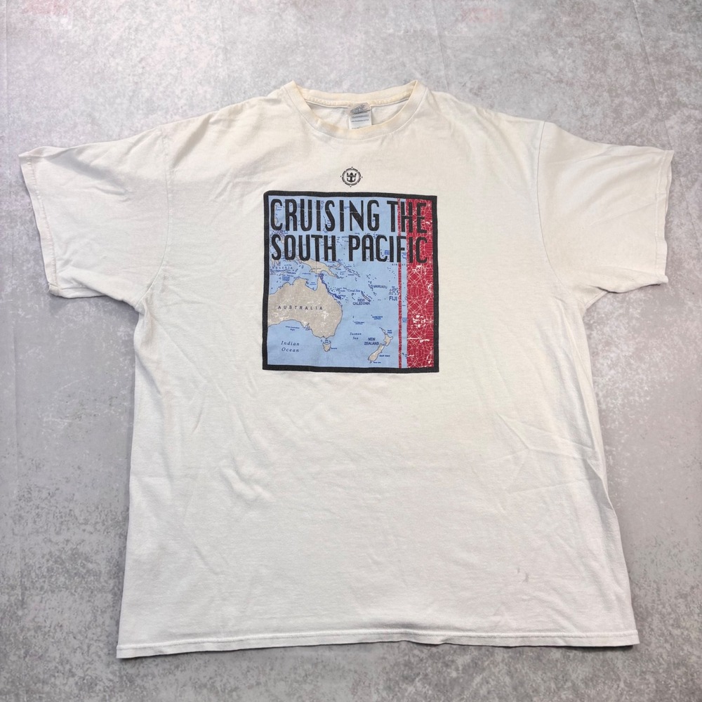 Vintage Royal Caribbean Cruising South Pacific Map T-Shirt XL Delta Pro Weight